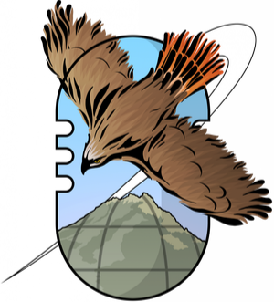 bird of prey flying over a mountain illustration logo of Alveus Sanctuary