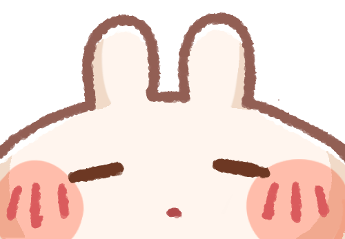 white rabbit poking up with red cheeks looking tired.