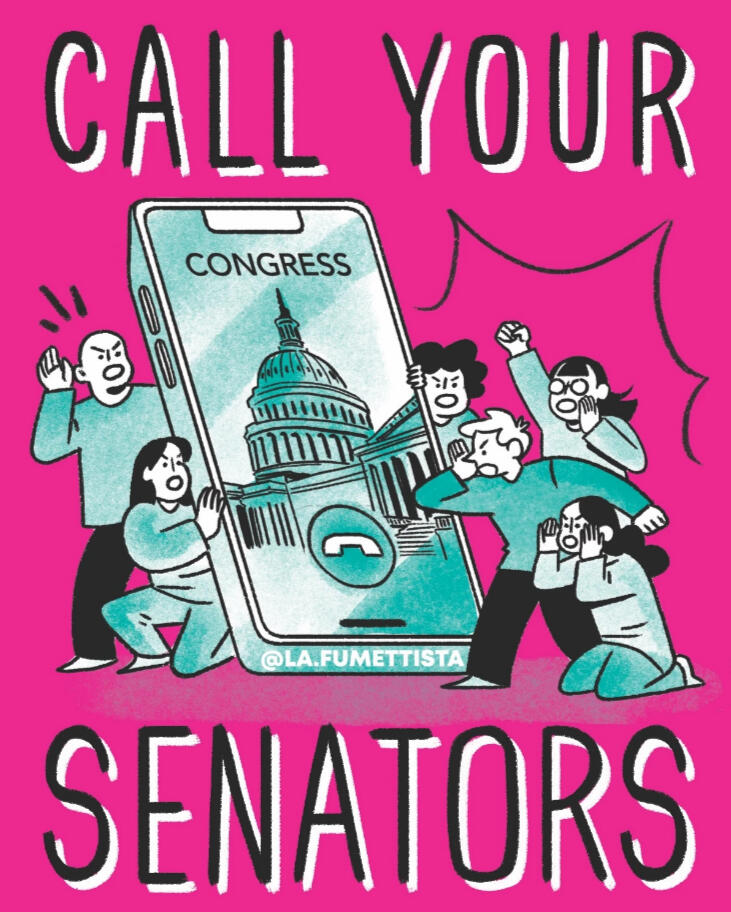 call your senators art by lafumettista on bluesky