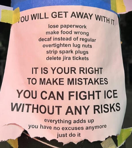 street pole sign about basic day to day activities that will fight injustice without repercussion.